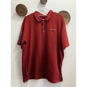 Chicago Bulls Shirt Polo Mens XL Red NBA Basketball Adidas Athletic Golf